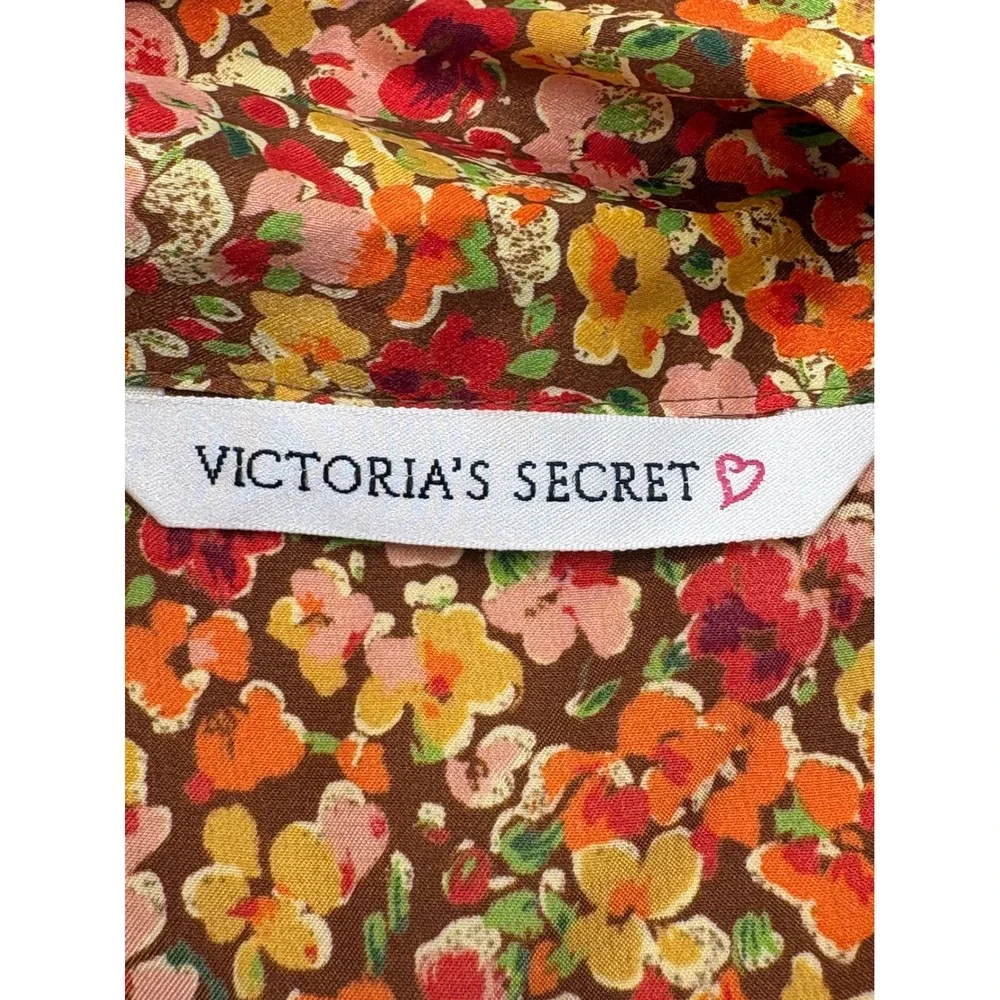 Vintage Victoria's Secret Floral Pajama Set Short Sleeve Shorts Large Gold Tag